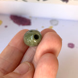 A-Grade Natural Yellowish Green Jadeite Two Eyed Dzi Bead No.220597