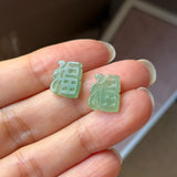 A-Grade Sage Green Jadeite Blessing "Fu" Pendant No. 172976