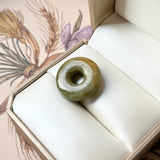 A-Grade Natural Yellow Brown Jadeite Bagel Piece No. 172648