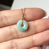 A-Grade Natural Tri-Colour Jadeite Donut Pendant No.172977