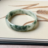 52.5mm A-Grade Natural Bluish Floral Modern Round Bangle No. 152101