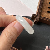 20.9mm Icy A-Grade Natural White Jadeite Abacus Ring Band No.220689