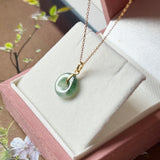 Icy A-Grade Natural Floral Jadeite Donut Pendant No.172978