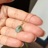 Icy A-Grade Natural Floral Jadeite Donut Pendant No.172978