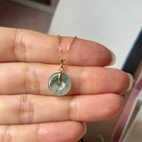 Icy A-Grade Natural Floral Jadeite Donut Pendant No.172978