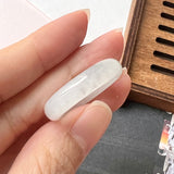 20.9mm Icy A-Grade Natural White Jadeite Abacus Ring Band No.220689