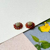 A-Grade Red Yellow Jadeite Sunflower Pair No. 130527