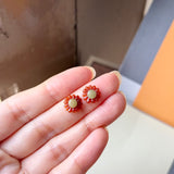 A-Grade Red Yellow Jadeite Sunflower Pair No. 130527