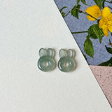 4.5 cts Icy A-Grade Natural Dark Green Jadeite Bunny Pair No. 180945