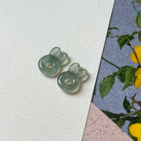 4.5 cts Icy A-Grade Natural Dark Green Jadeite Bunny Pair No. 180945