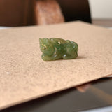 A-Grade Dark Yellowish Green Jadeite Pixiu Pendant No. 172968