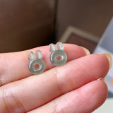 4.5 cts Icy A-Grade Natural Dark Green Jadeite Bunny Pair No. 180945