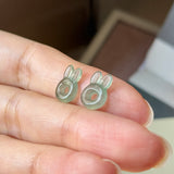 4.5 cts Icy A-Grade Natural Dark Green Jadeite Bunny Pair No. 180945