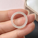 16mm Icy A-Grade Natural White Jadeite Abacus Ring Band No.220677