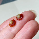 A-Grade Red Yellow Jadeite Sunflower Pair No. 130528