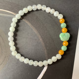 5.2mm A-Grade Natural Jadeite Ruyi Bean Beaded Bracelet No.190515