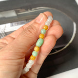 5.2mm A-Grade Natural Jadeite Ruyi Bean Beaded Bracelet No.190515
