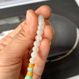 5.2mm A-Grade Natural Jadeite Ruyi Bean Beaded Bracelet No.190515
