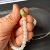 5.2mm A-Grade Natural Jadeite Ruyi Bean Beaded Bracelet No.190515
