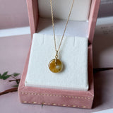Icy A-Grade Natural Brownish Yellow Jadeite Donut Pendant No.172979