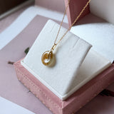 Icy A-Grade Natural Brownish Yellow Jadeite Donut Pendant No.172979