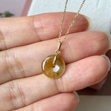 Icy A-Grade Natural Brownish Yellow Jadeite Donut Pendant No.172979