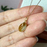 Icy A-Grade Natural Brownish Yellow Jadeite Donut Pendant No.172979