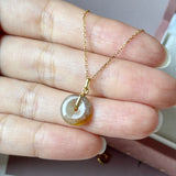 Icy A-Grade Natural Brownish Yellow Jadeite Donut Pendant No.172979