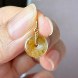Icy A-Grade Natural Brownish Yellow Jadeite Donut Pendant No.172979