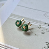 SOLD OUT: A-Grade Natural Imperial Jadeite Donut (Hoya Bella) Huggies Earrings No.180658