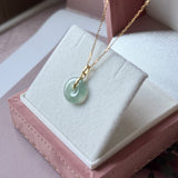 Icy A-Grade Natural Steel Blue Jadeite Donut Pendant No.172980