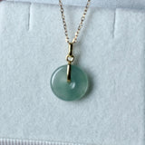 Icy A-Grade Natural Steel Blue Jadeite Donut Pendant No.172980