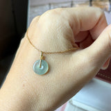 Icy A-Grade Natural Steel Blue Jadeite Donut Pendant No.172980