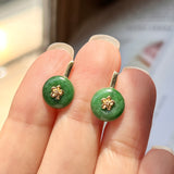 SOLD OUT: A-Grade Natural Imperial Jadeite Donut (Hoya Bella) Huggies Earrings No.180658