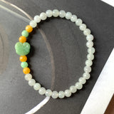 5.2mm A-Grade Natural Jadeite Ruyi Bean Beaded Bracelet No.190516