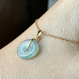 Icy A-Grade Natural Steel Blue Jadeite Donut Pendant No.172980