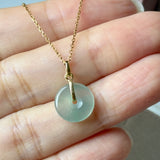 Icy A-Grade Natural Steel Blue Jadeite Donut Pendant No.172980
