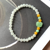 5.2mm A-Grade Natural Jadeite Ruyi Bean Beaded Bracelet No.190516