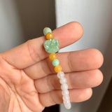 5.2mm A-Grade Natural Jadeite Ruyi Bean Beaded Bracelet No.190516