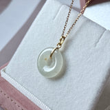 Icy A-Grade Natural Osmanthus Floral Jadeite Donut Pendant No.172981