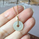 Icy A-Grade Natural Osmanthus Floral Jadeite Donut Pendant No.172981