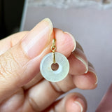 Icy A-Grade Natural Osmanthus Floral Jadeite Donut Pendant No.172981