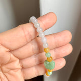 5.2mm A-Grade Natural Jadeite Ruyi Bean Beaded Bracelet No.190516