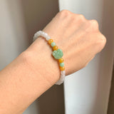 5.2mm A-Grade Natural Jadeite Ruyi Bean Beaded Bracelet No.190516