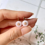 A-Grade Natural Lavender Jadeite Donut (Hoya Bella) Huggies Earrings No.180659