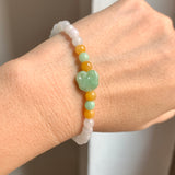 5.2mm A-Grade Natural Jadeite Ruyi Bean Beaded Bracelet No.190516