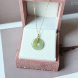 Icy A-Grade Natural Earthy Yellow Green Jadeite Donut Pendant No.172982