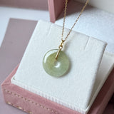 Icy A-Grade Natural Earthy Yellow Green Jadeite Donut Pendant No.172982