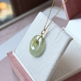 Icy A-Grade Natural Earthy Yellow Green Jadeite Donut Pendant No.172982