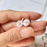 A-Grade Natural Lavender Jadeite Donut (Hoya Bella) Huggies Earrings No.180659
